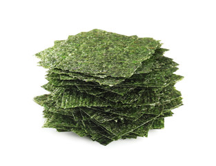 Tasty seaweed sheets on white background © Pixel-Shot