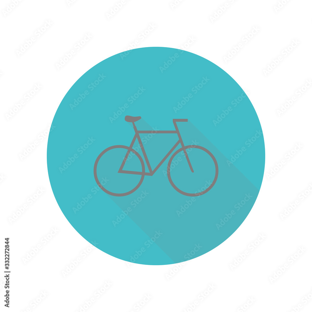 Poster bicycle long shadow icon. simple glyph, flat vector of web icons for ui and ux, website or mobile ap