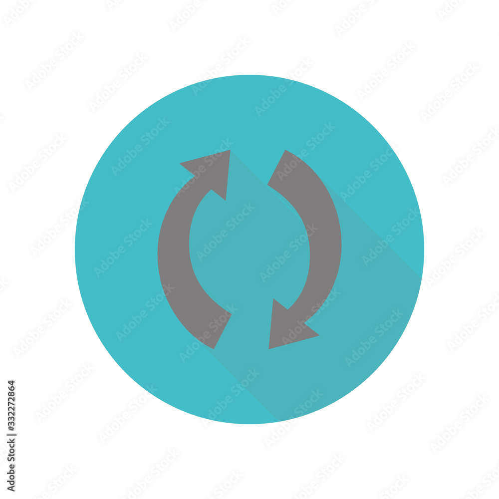 Poster refresh sign long shadow icon. simple glyph, flat vector of web icons for ui and ux, website or mobi