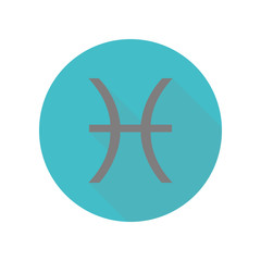 Pisces zodiac symbol long shadow icon. Simple glyph, flat vector of web icons for ui and ux, website or mobile application