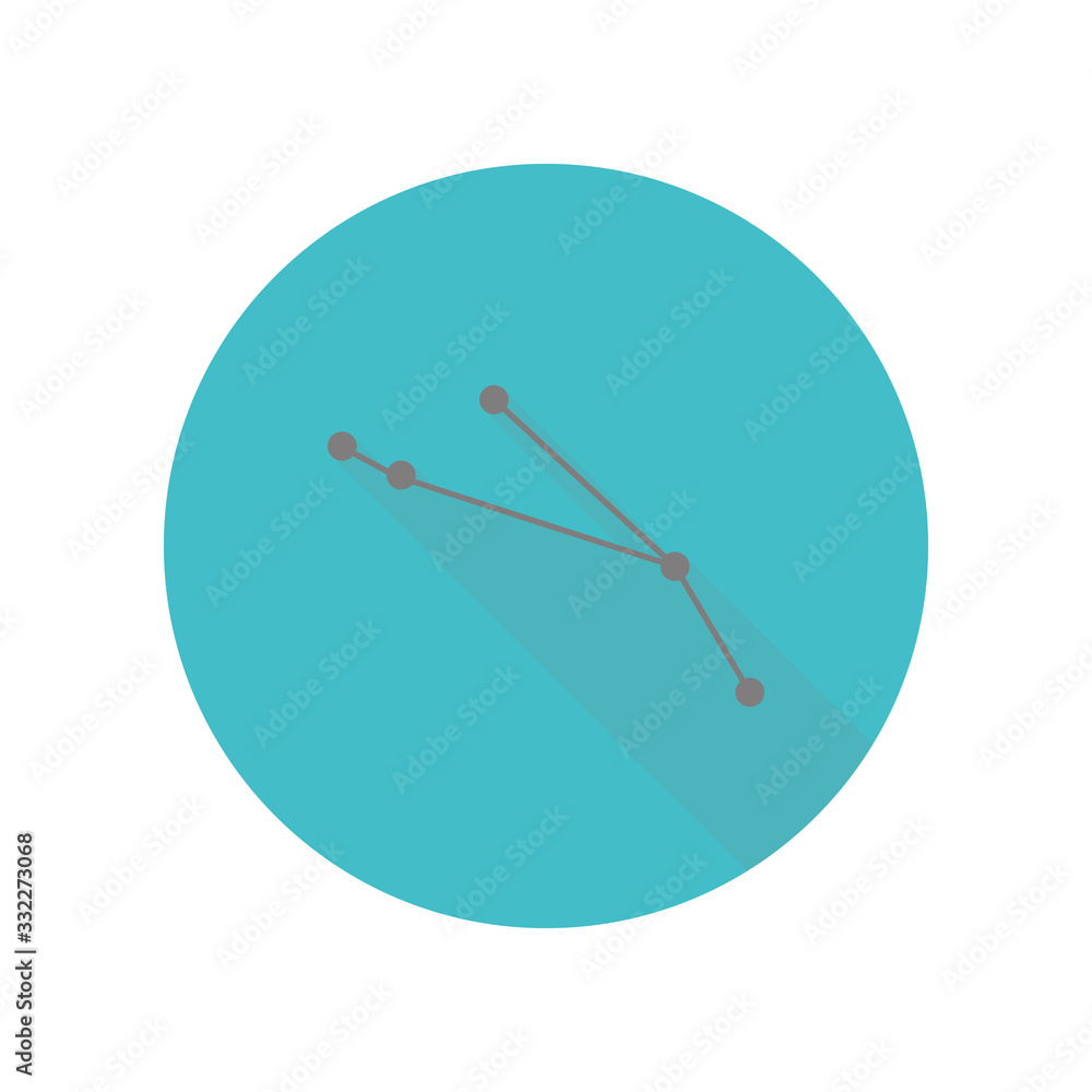 Poster aries constellation long shadow icon. simple glyph, flat vector of web icons for ui and ux, website 