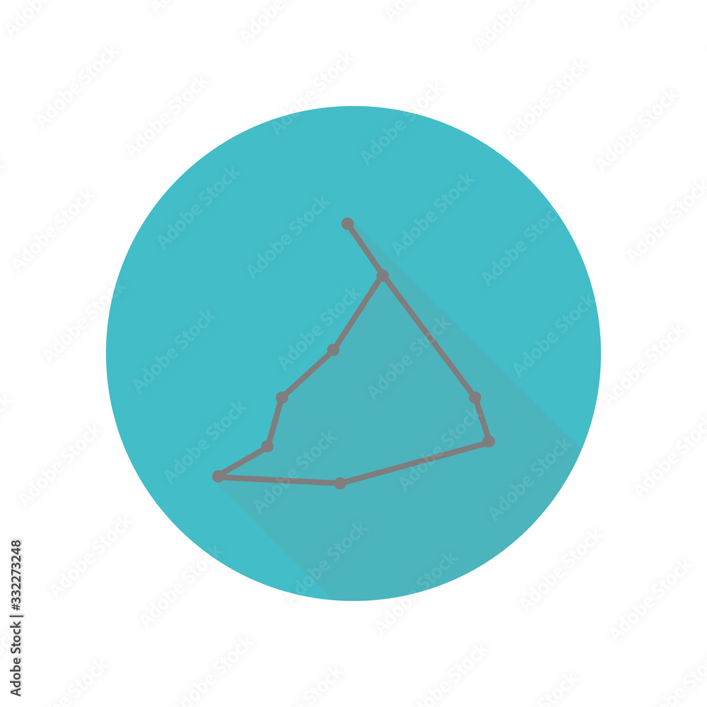 Poster constellation and part of zodiacal system canser capricorn long shadow icon. simple glyph, flat vect