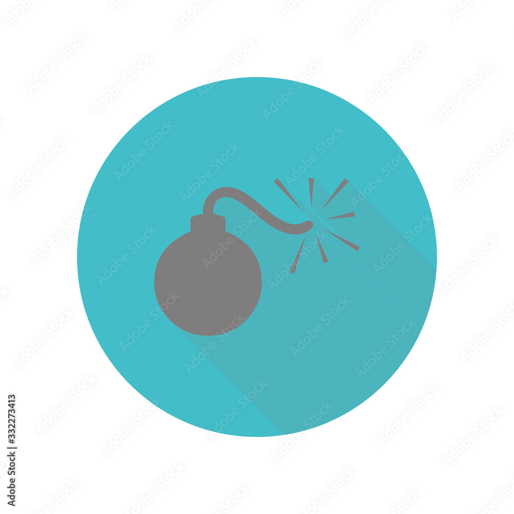 Poster bomb vector long shadow icon. simple glyph, flat vector of web icons for ui and ux, website or mobil