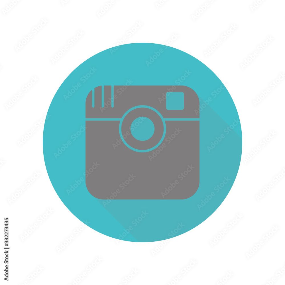 Poster camera line long shadow icon. simple glyph, flat vector of web icons for ui and ux, website or mobil