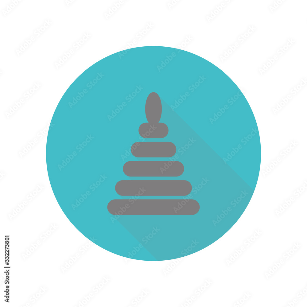 Poster pyramid toy long shadow icon. simple glyph, flat vector of web icons for ui and ux, website or mobil