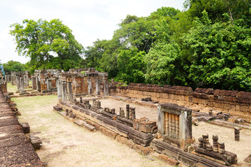 temple of the ancient Angkor Wat complex in Cambodia, terrace of Eastern Mebon Elephant Temple, no people