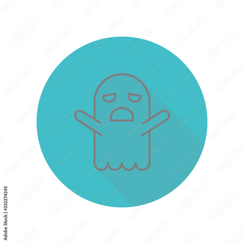 Aufkleber ghost doodle cartoon character long shadow icon. simple glyph, flat vector of web icons for ui and u