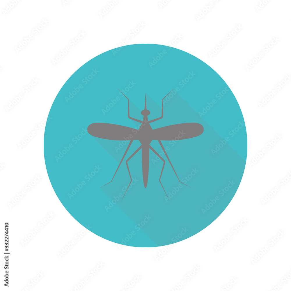 Poster mosquito long shadow icon. simple glyph, flat vector of web icons for ui and ux, website or mobile a