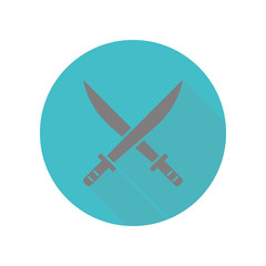 Swords long shadow icon. Simple glyph, flat vector of web icons for ui and ux, website or mobile application