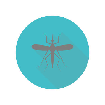 Mosquito long shadow icon. Simple glyph, flat vector of web icons for ui and ux, website or mobile application