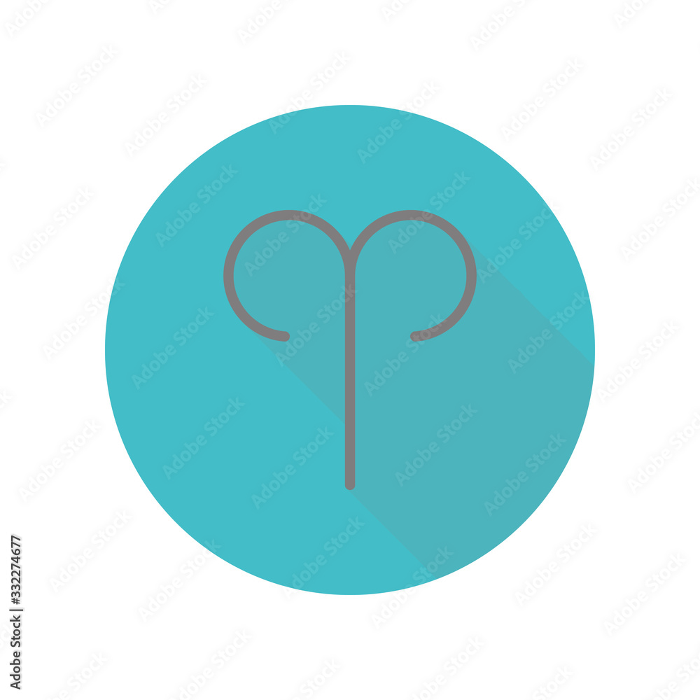 Poster zodiac aries sign long shadow icon. simple glyph, flat vector of web icons for ui and ux, website or