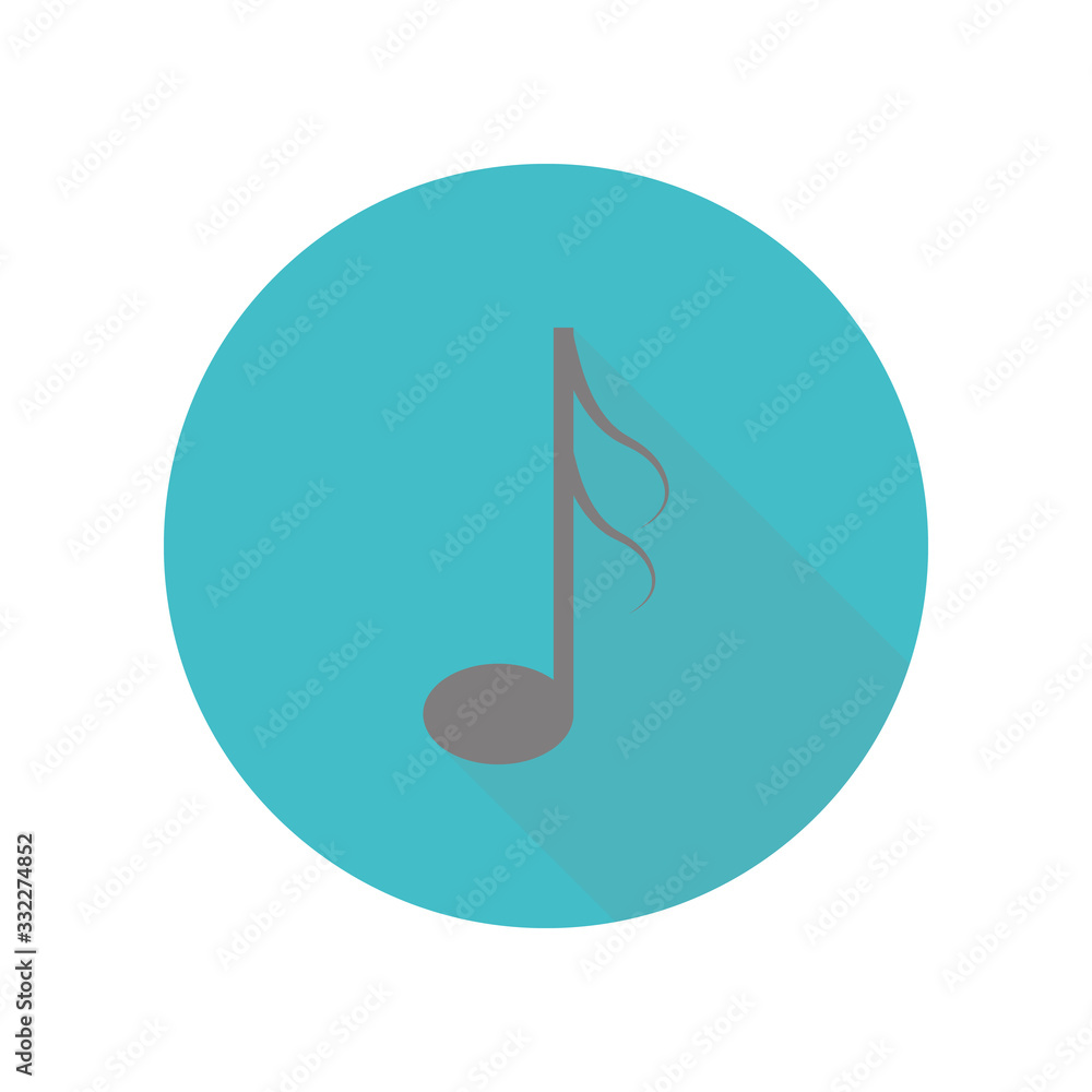 Poster music note long shadow icon. simple glyph, flat vector of web icons for ui and ux, website or mobile