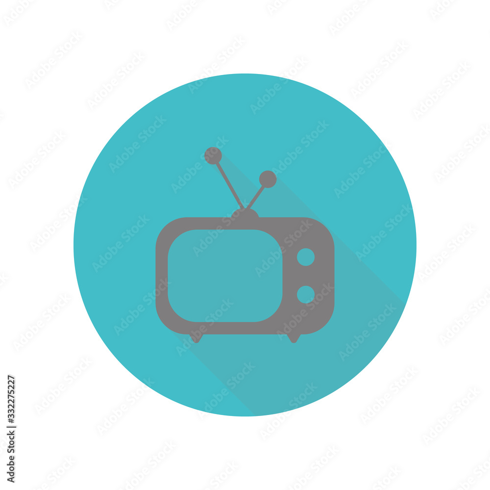 Poster old tv long shadow icon. simple glyph, flat vector of web icons for ui and ux, website or mobile app