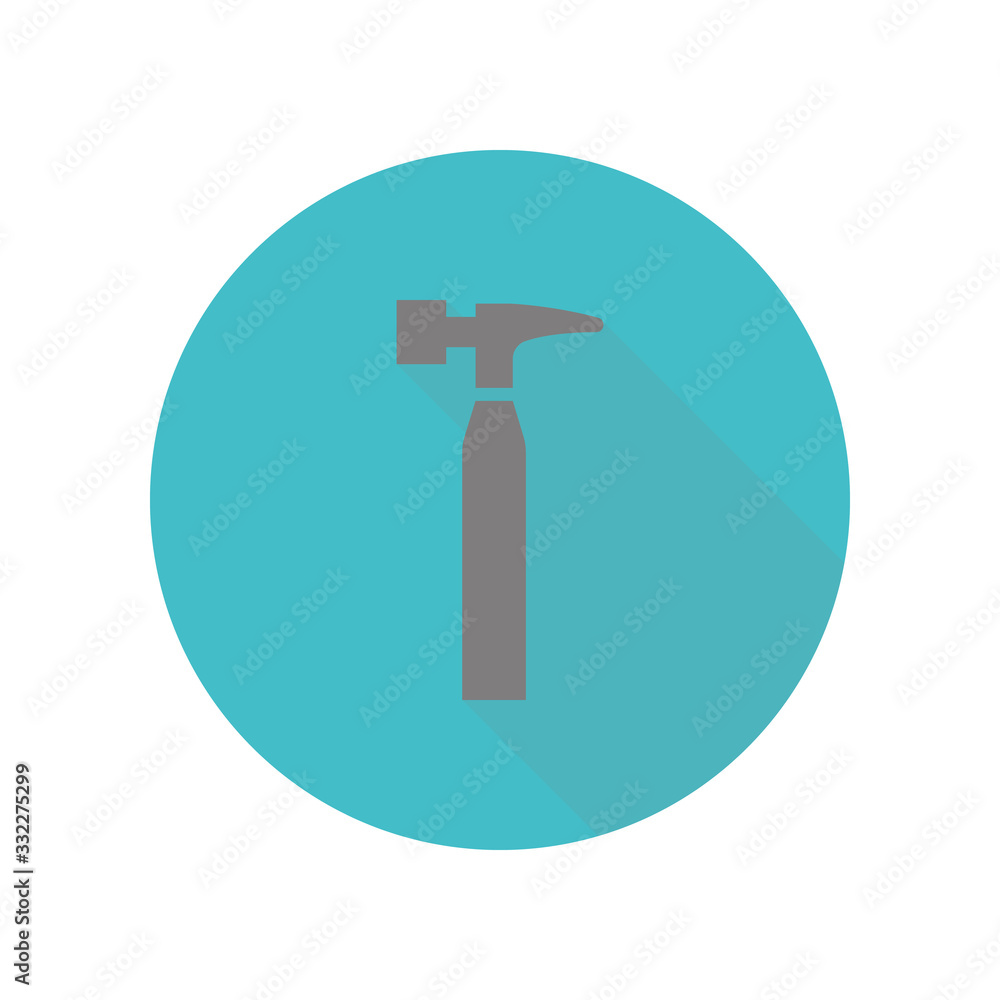 Poster hammer long shadow icon. simple glyph, flat vector of web icons for ui and ux, website or mobile app