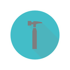 Hammer long shadow icon. Simple glyph, flat vector of web icons for ui and ux, website or mobile application