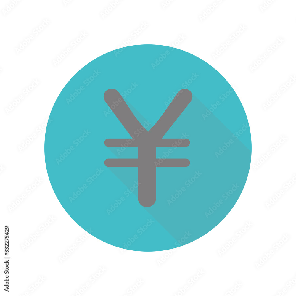Poster yen sign long shadow icon. simple glyph, flat vector of web icons for ui and ux, website or mobile a