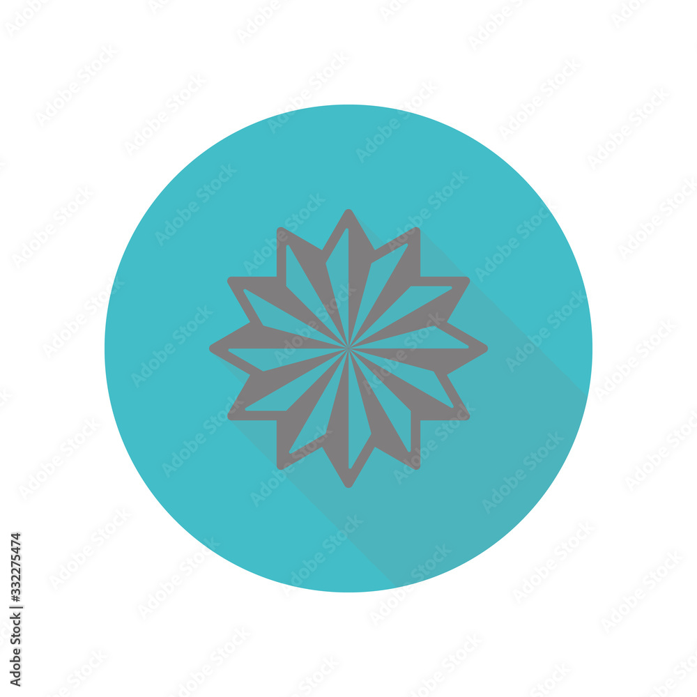 Poster star twelve long shadow icon. simple glyph, flat vector of web icons for ui and ux, website or mobil