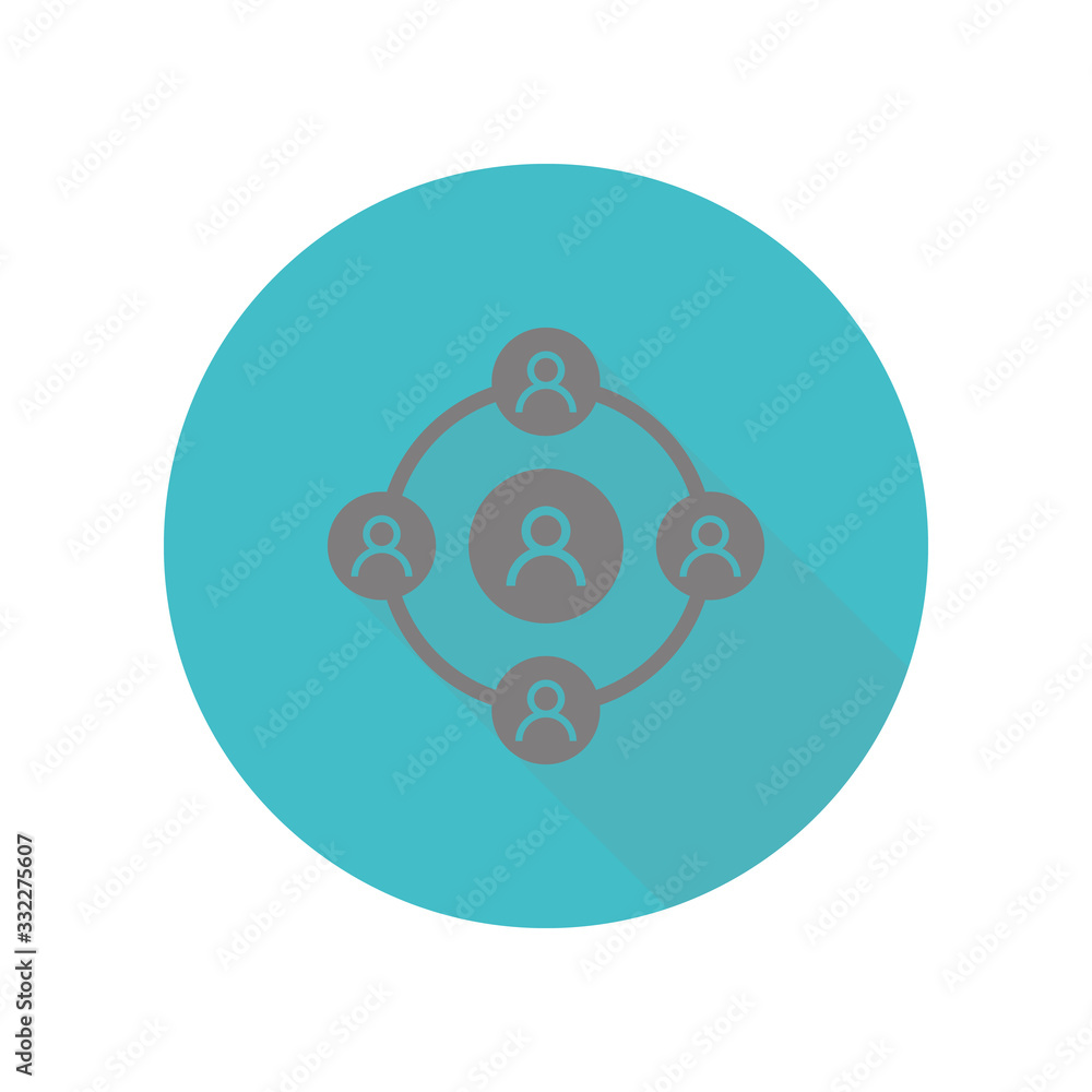 Poster round of peoples long shadow icon. simple glyph, flat vector of web icons for ui and ux, website or 