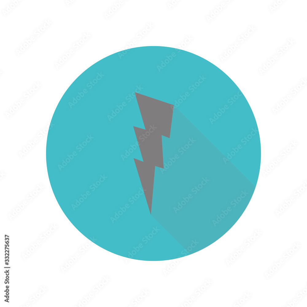 Poster lightning sign long shadow icon. simple glyph, flat vector of web icons for ui and ux, website or mo