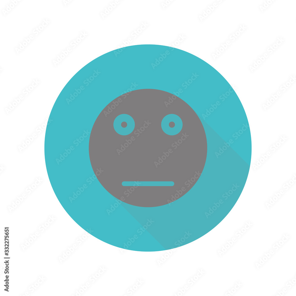 Poster poker face emoticon long shadow icon. simple glyph, flat vector of web icons for ui and ux, website 