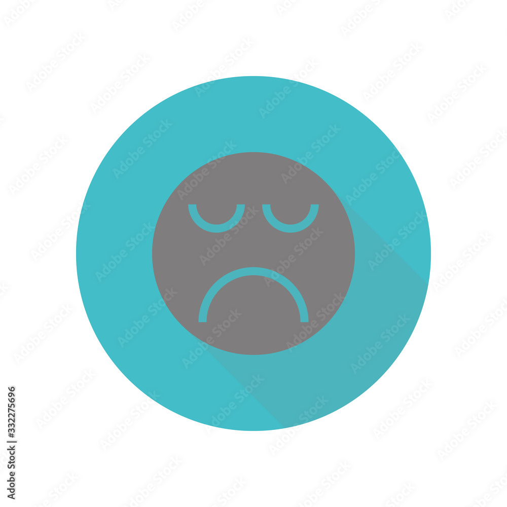 Poster sad face long shadow icon. simple glyph, flat vector of web icons for ui and ux, website or mobile a