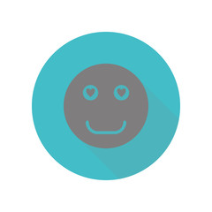 Smiley face in love long shadow icon. Simple glyph, flat vector of web icons for ui and ux, website or mobile application