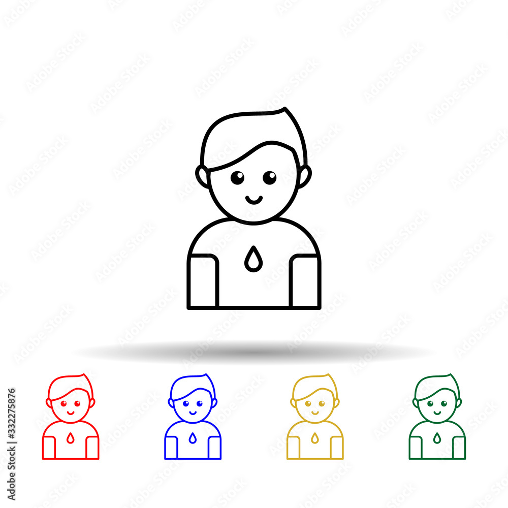 Poster donor man multi color icon. simple thin line, outline vector of blood donation icons for ui and ux, 