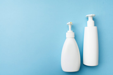 Antiseptic gel and soap for healthcare. Hygiene tools for bath or shower