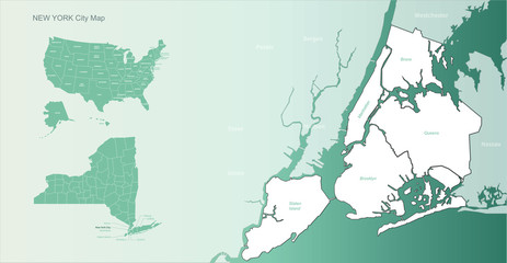 new york city map. us states city map. 