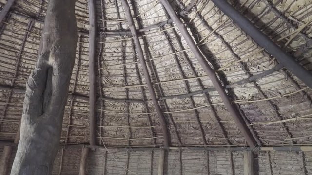 Traditional Kanak house on Ouvea Island, Loyalty Islands, New Caledonia. Kanak are the indigenous Melanesian inhabitants of New Caledonia.