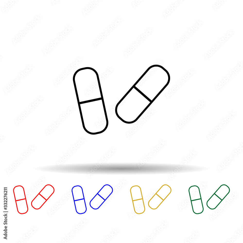 Aufkleber pill multi color icon. simple thin line, outline vector of blood donation icons for ui and ux, websi