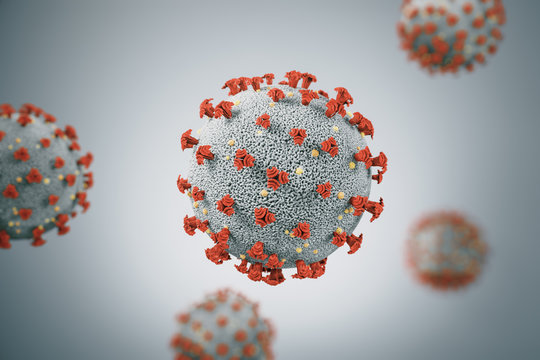 Close-up of virus cells coronavirus 2019-nCov.