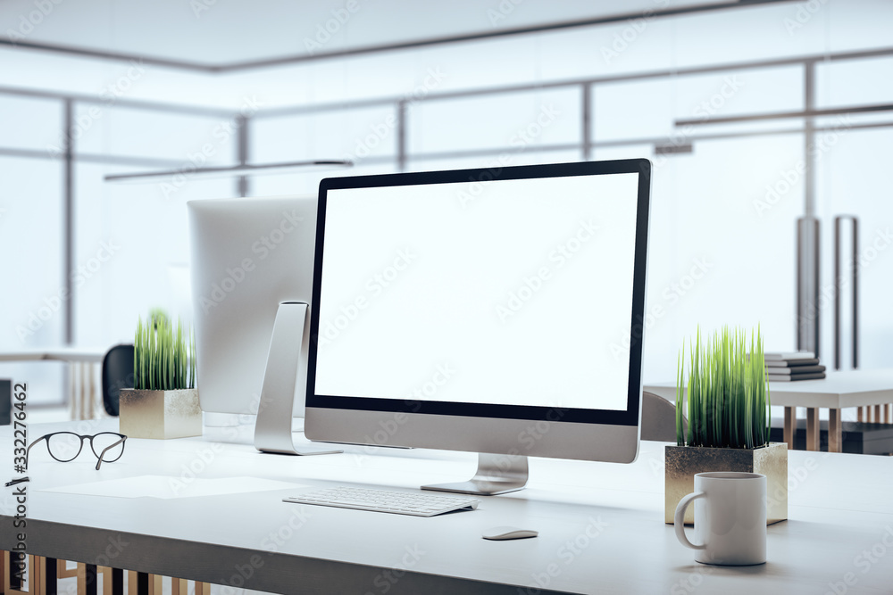 Aufkleber Office and computer with blank screen
