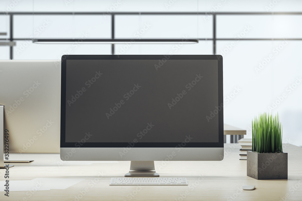 Aufkleber Designer desktop with empty black computer screen
