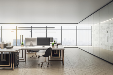 Luxury office interior with city view