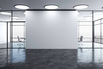 Blank wall in modern office interior