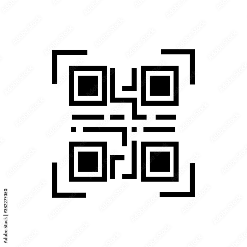 Poster qr code vector icon. stroke outline style. qr code for scanning smartphone isolate on white backgrou
