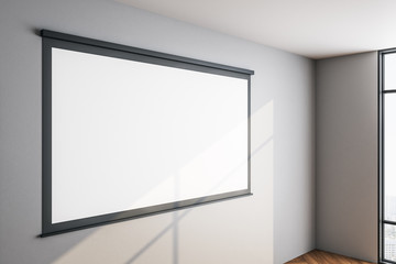 Modern office interior with blank tv screen.