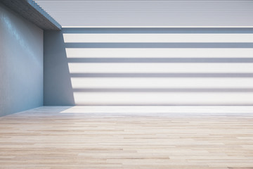 Contemporary gallery interior with abstract empty wall