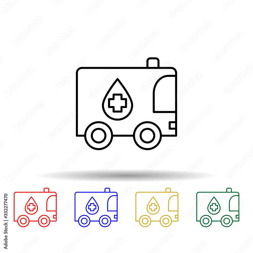 Poster laboratory on wheels multi color icon. simple thin line, outline vector of blood donation icons for 