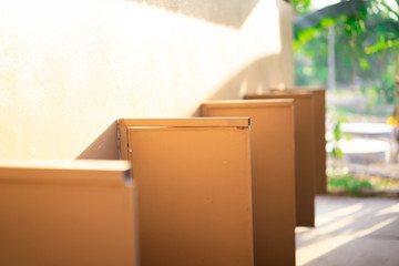 Barrier for urinals of men public toilets, outdoors