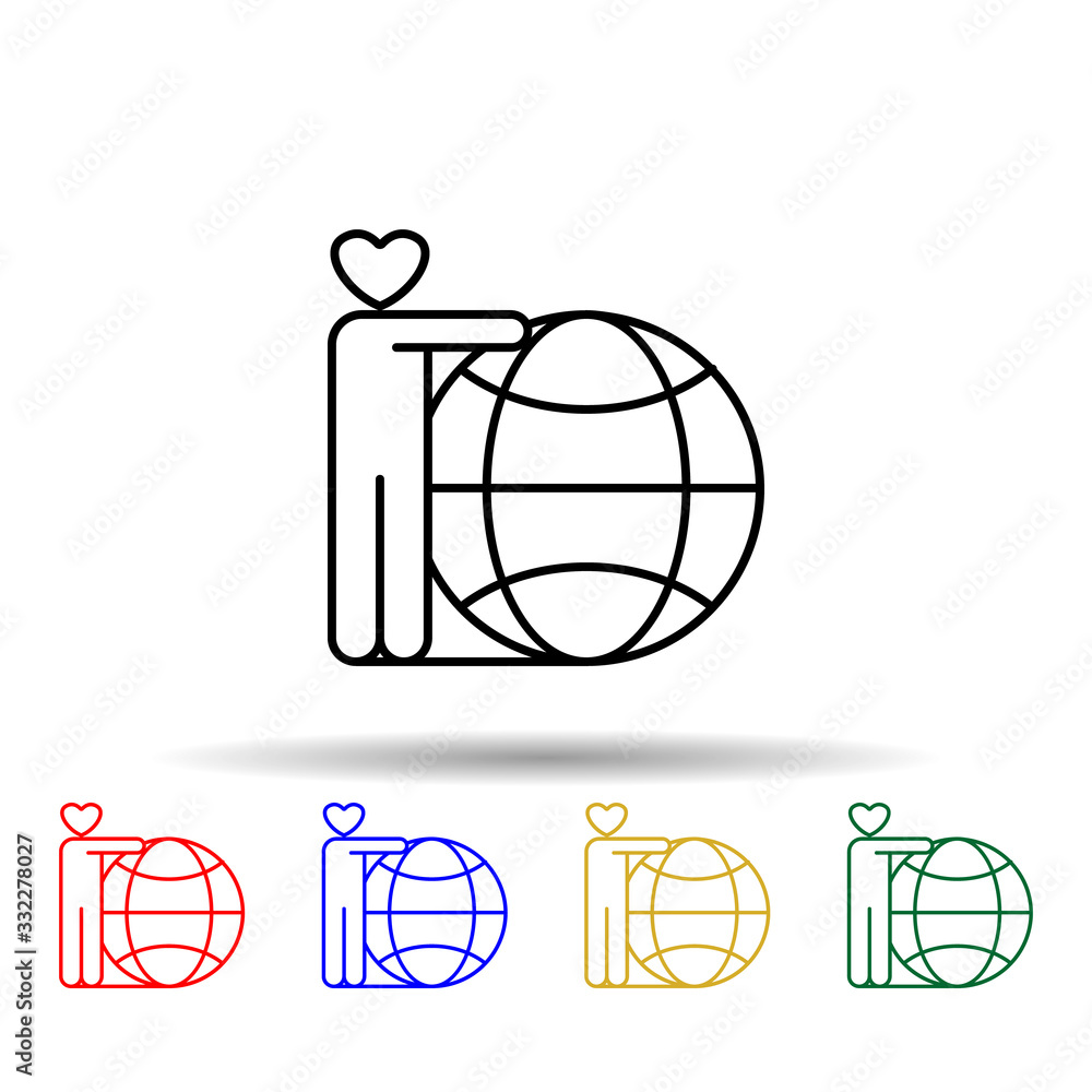 Poster care earth multi color icon. simple thin line, outline vector of conceptual figures icons for ui and
