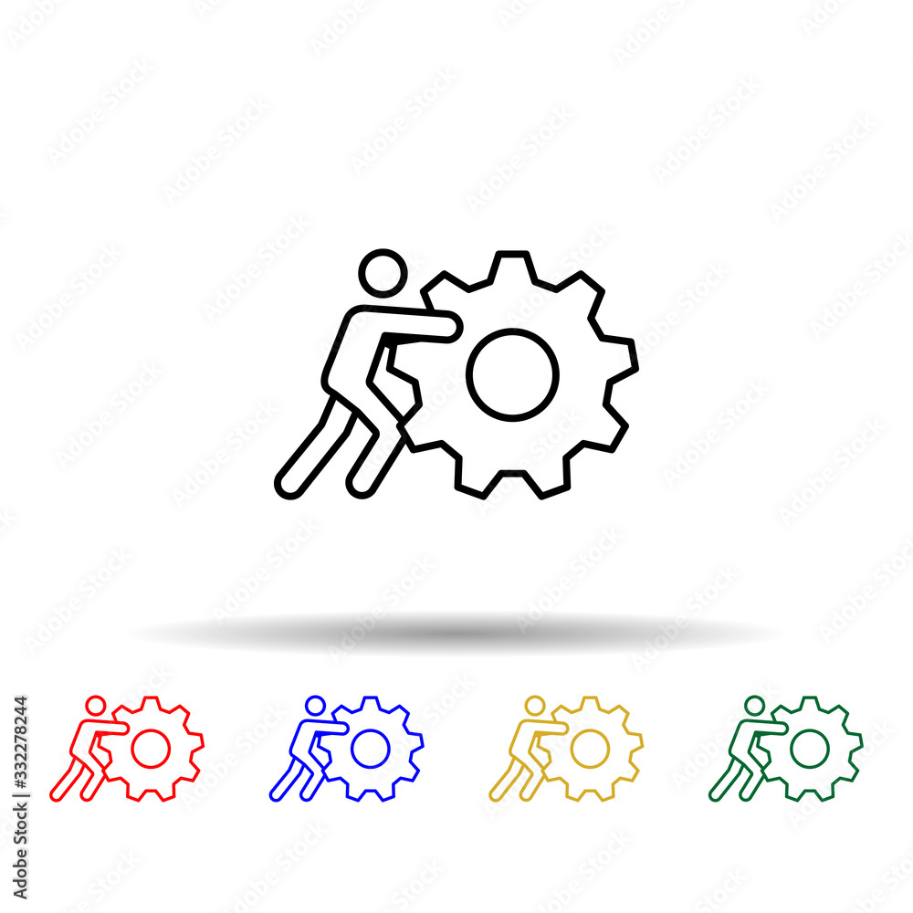 Poster machinery, engineering multi color icon. simple thin line, outline vector of conceptual figures icon