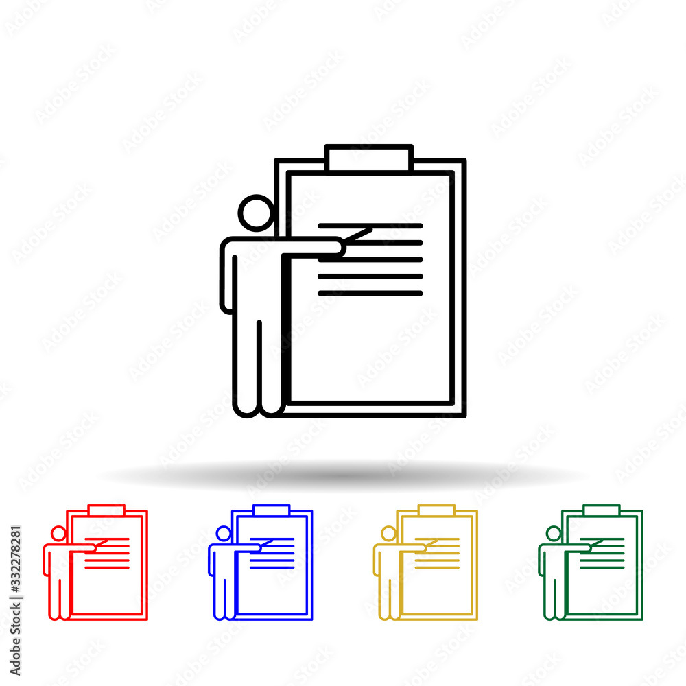 Poster questionnaire, report multi color icon. simple thin line, outline vector of conceptual figures icons