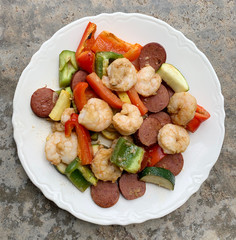 Baked Cajun Shrimp and Andouille Sausage