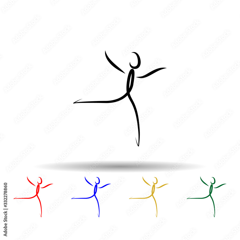 Poster dancer multi color icon. simple thin line, outline vector of dance icons for ui and ux, website or m