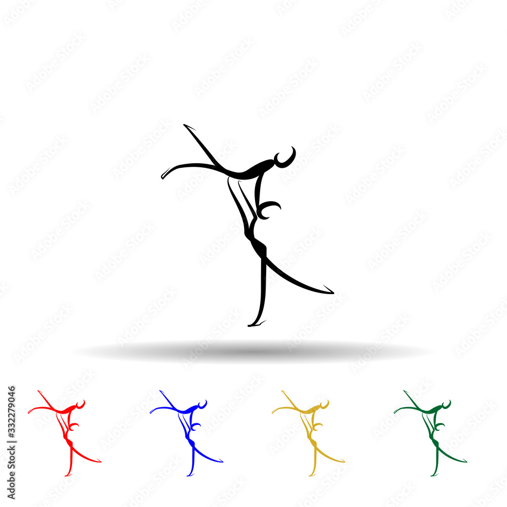 Poster dancer multi color icon. simple thin line, outline vector of dance icons for ui and ux, website or m