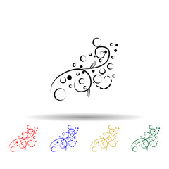 Decorative flowers, hand draw multi color icon. Simple thin line, outline vector of decorative flowers icons for ui and ux, website or mobile application