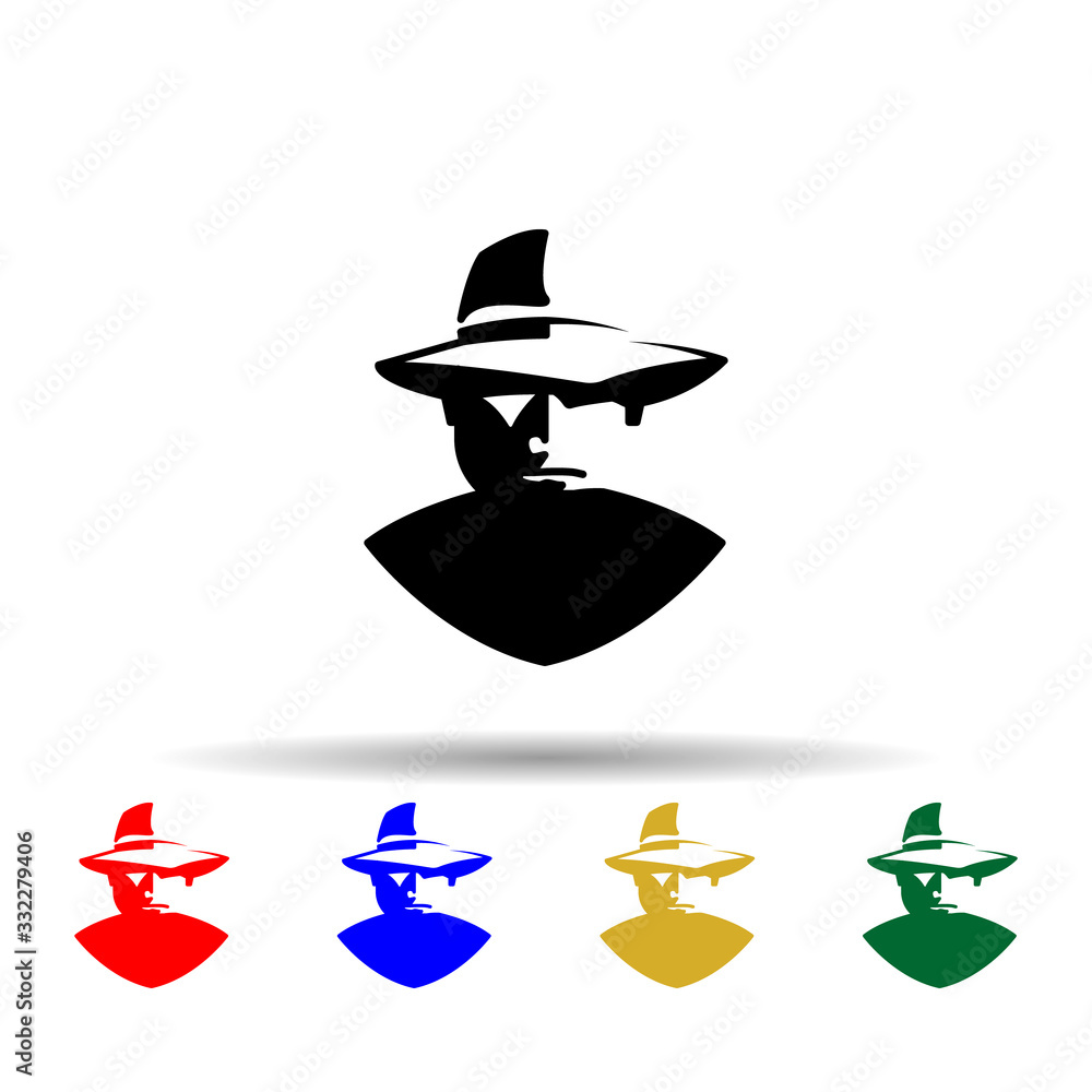 Aufkleber detective black and white multi color icon. simple glyph, flat vector of crustaceans icons for ui an