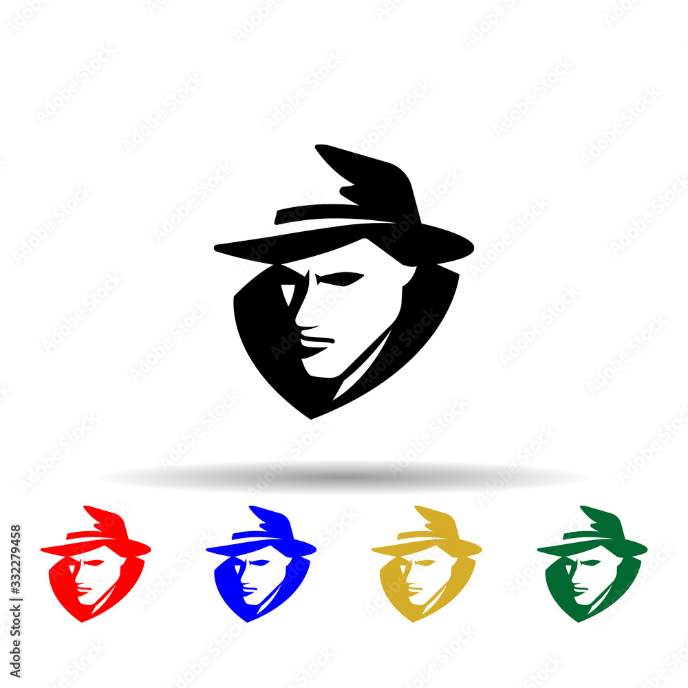 Poster detective black and white multi color icon. simple glyph, flat vector of crustaceans icons for ui an